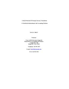 Critical Elements Of Foreign Currency Translation: A Worldwide Informational And Accounting Problem PAUL E. HOLT  Professor