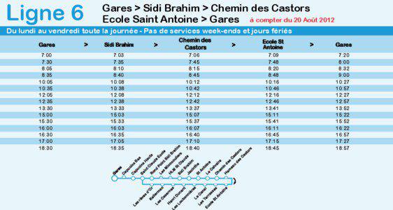 Ligne 6  Gares > Sidi Brahim > Chemin des Castors