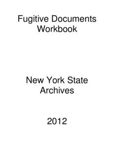 Fugitive Documents   Workbook New York State