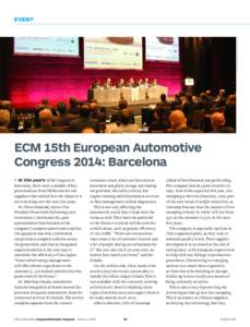 EVENT European Conference Management ECM 15th European Automotive Congress 2014: Barcelona >> At this year’s ECM Congress in