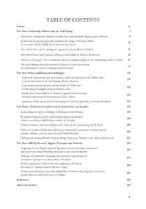 TABLE OF CONTENTS Preface Part One: Leadership, Reform and the Arab Spring Democracy and Islamist violence: Lessons from post-Mubarak Egypt, Jerome Drevon  vii