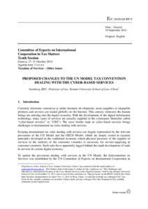 E/C[removed]CRP.9 Distr.: General 30 September 2014 Original: English  Committee of Experts on International