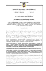 REPÚBLICA DE COLOMBIA  MINISTERIO DE HACIENDA Y CREDITO PÚBLICO DECRETO NÚMERO (