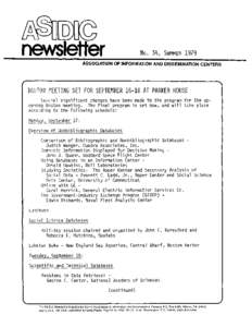 No, 34, SUMMER 1979 ASSOCIATION OF INFORMATION