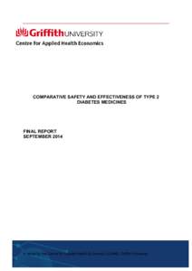 Type 2 Diabetes review – ToR 4  COMPARATIVE SAFETY AND EFFECTIVENESS OF TYPE 2 DIABETES MEDICINES  FINAL REPORT