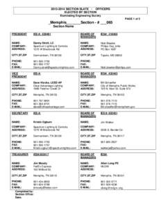 [removed]SECTION SLATE - OFFICERS ELECTED BY SECTION Illuminating Engineering Society PAGE 1 of 2  _Memphis_______Section - # ___065