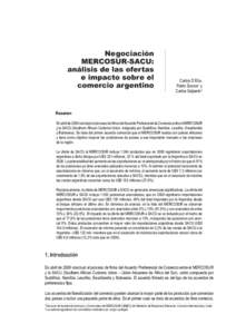 Negociación MERCOSUR-SACU: análisis de las ofertas e impacto sobre el comercio argentino