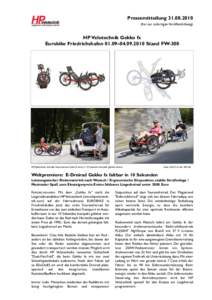 Pressemitteilungfrei zur sofortigen Veröffentlichung) HP Velotechnik Gekko fx Eurobike Friedrichshafen 01.09–Stand FW-300