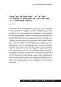 doi:[removed]FEJF2014.58.background  From Collecting to Studying the Folklore of Siberian Estonians and Latvians: Background Anu Korb