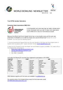 WORLD BOWLING NEWSLETTER[removed])  To all WTBA member federations