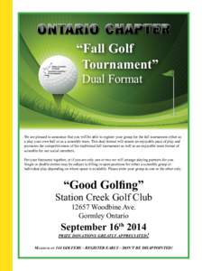 “Fall Golf 	Tournament” Dual Format