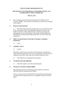 EXPLANATORY MEMORANDUM TO THE DOUBLE TAXATION RELIEF AND INTERNATIONAL TAX ENFORCEMENT (SINGAPORE) ORDER 2012 No. 3078
