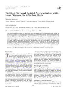 The Site of Ain Hanech Revisited: New Investigations at this Lower Pleistocene Site in Northern Algeria