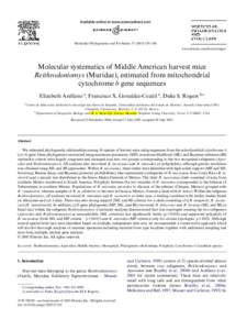 Mexican Harvest Mouse / R. gracilis / Microdon / Cladistics / Maximum parsimony / Biology / Neotominae / Phylogenetics / Reithrodontomys