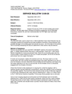 VAN’S AIRCRAFT, INC[removed]Keil Road NE, Aurora, Oregon, USA[removed]PHONE[removed] • FAX[removed] • www.vansaircraft.com • [removed] SERVICE BULLETIN[removed]Date Released: