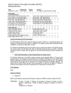 District Citizens’ Oversight Committee (DCOC)  Meeting Minutes  Date  Prepared By  December 14, 2012  Laurie Green 