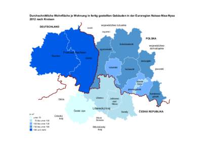 Durchschnittliche Wohnfläche je Wohnung in fertig gestellten Gebäuden in der Euroregion Neisse-Nisa-Nysa 2012 nach Kreisen DEUTSCHLAND źarski