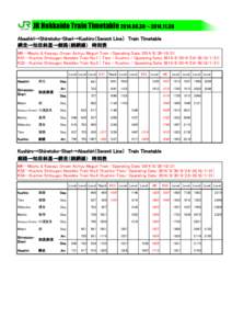JR Hokkaido Train Timetable[removed]～[removed]Abashiri→Shiretoko-Shari→Kushiro（Senmō Line）　Train Timetable 網走→知床斜里→釧路（釧網線）　時刻表 MK…Mashu & Kawayu Onsen Ashiyu Megur