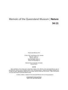 Memoirs of the Queensland Museum | Nature 56 (2)