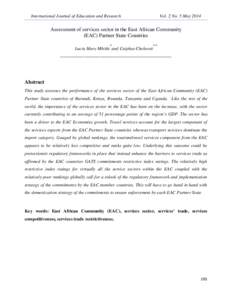 International Journal of Education and Research  Vol. 2 No. 5 May 2014 Assessment of services sector in the East African Community (EAC) Partner State Countries