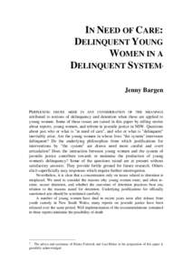 In need of care : delinquent young women in a delinquent system