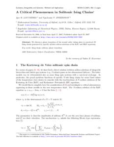 Symmetry, Integrability and Geometry: Methods and Applications  SIGMA[removed]), 059, 11 pages A Critical Phenomenon in Solitonic Ising Chains? Igor M. LOUTSENKO