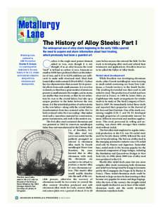 Metallurgy Lane: The History of Alloy Steels: Part I