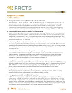 August[removed]POVERTY IN CALIFORNIA Sarah Bohn and Matt Levin  Poverty rates continue to soar in the aftermath of the Great Recession.