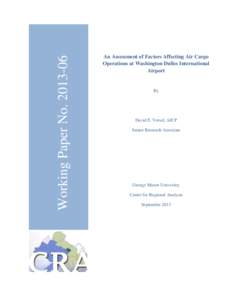 Working Paper No[removed]An Assessment of Factors Affecting Air Cargo Operations at Washington Dulles International Airport