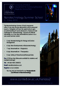 Oxford University Department for Continuing Education / Nanoparticle / Time / Science / Physics / Nanotechnology / Nanomedicine / Nanobiotechnology