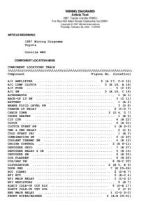 WIRING DIAGRAMS Article Text 1987 Toyota Corolla (RWD) For Rse 555 Main Street Clarksville Va[removed]Copyright © 1997 Mitchell International Thursday, February 28, [removed]:29AM