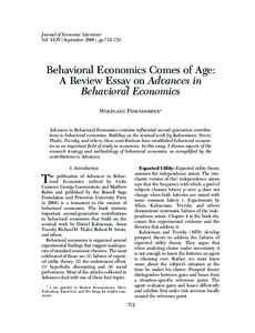 Sep06_Article5:51 PM Page 712  Journal of Economic Literature Vol. XLIV (September 2006), pp.712–721  Behavioral Economics Comes of Age: