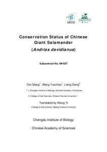 Conservation Status of Chinese Giant Salamander (Andrias davidianus)