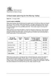 Critical water planning for the Murray Valley, Issue 16  |  15 August 2008