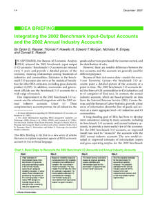 14  December 2007 BEA BRIEFING Integrating the 2002 Benchmark Input-Output Accounts