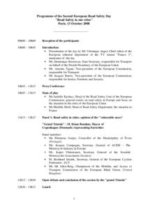 Programme of the Second European Road Safety Day 