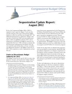 Sequestration Update Report: August 2012