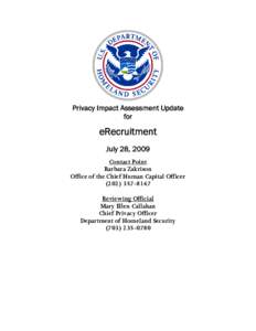 Department of Homeland Security Privacy Impact Assessement eRecruitment Update