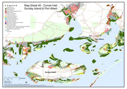 Legend  Map Sheet 45 - Cornet Inlet Sunday Island & Port Albert  Roads and Tracks