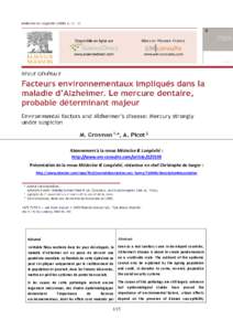    Abonnement à la revue Médecine & Longévité :   http://www.em‐consulte.com/article[removed]  Présentation de la revue Médecine & Longévité, rédacteur en chef Christophe de Jaeger :  ht