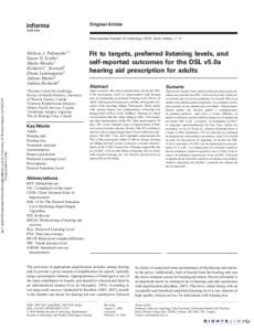 Original Article  Int J Audiol Downloaded from informahealthcare.com by University of Western Ontario on[removed]For personal use only.  International Journal of Audiology 2010; Early Online, 1–11