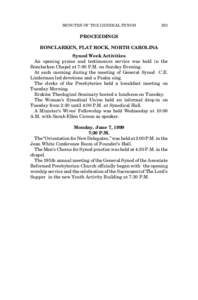 MINUTES OF THE GENERAL SYNOD  333 PROCEEDINGS BONCLARKEN, FLAT ROCK, NORTH CAROLINA