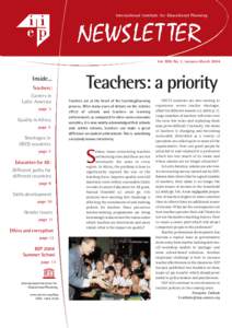 International Institute for Educational Planning  Vol. XXII, No. 1, January-March 2004 Inside... Teachers: