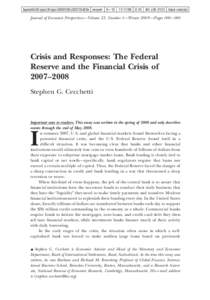 tapraid4/z30-jep/z30-jep/z3000109/z302133d09a moyerr S⫽:10 Art: z30-2133 Input-css(css)  Journal of Economic Perspectives—Volume 23, Number 1—Winter 2009 —Pages 000 – 000 Crisis and Responses: The 