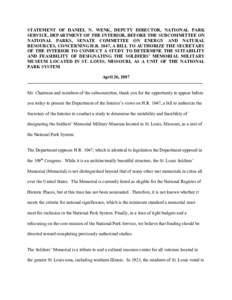 STATEMENT OF       , NATIONAL PARK SERVICE, DEPARTMENT OF THE INTERIOR, BEFORE THE SUBCOMMITTEE ON NATIONAL PARKS, SENATE C...