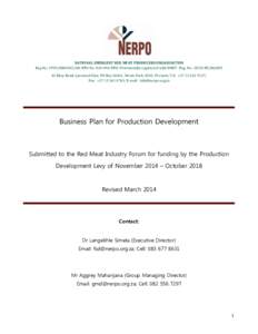 NATIONAL EMERGENT RED MEAT PRODUCERS ORGANISATION Reg No: ; NPO NoNPO. Provisionally registered with DHET- Reg. No.: 2010/FEIlkey Road, Lynwood Glen; PO Box 36461, Menlo Park, 0102, Pr