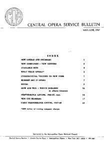 Central Opera Service Bulletin - May - June, 1967