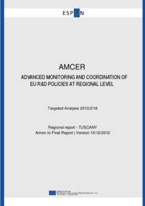 AMCER ADVANCED MONITORING AND COORDINATION OF EU R&D POLICIES AT REGIONAL LEVEL Targeted Analysis[removed]