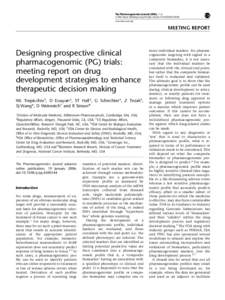 The Pharmacogenomics Journal (2006), 1–6 & 2006 Nature Publishing Group All rights reserved 1470-269X/06 $30.00 www.nature.com/tpj MEETING REPORT