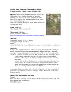 Illinois State Museum – MuseumLink Forest Forest Activity: Forest Layers (Grades 1-6) Objective: After viewing teacher-bookmarked pages of the Museumlink Forest Module , including the landscape paintings, and discussin